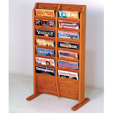 Wooden Mallet Cascade Free Standing 14 Pocket Magazine Rack - Black, Light Oak & Medium Oak MR14-FSBL